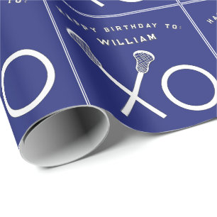 Lacrosse sport verjaardag cadeaupapier