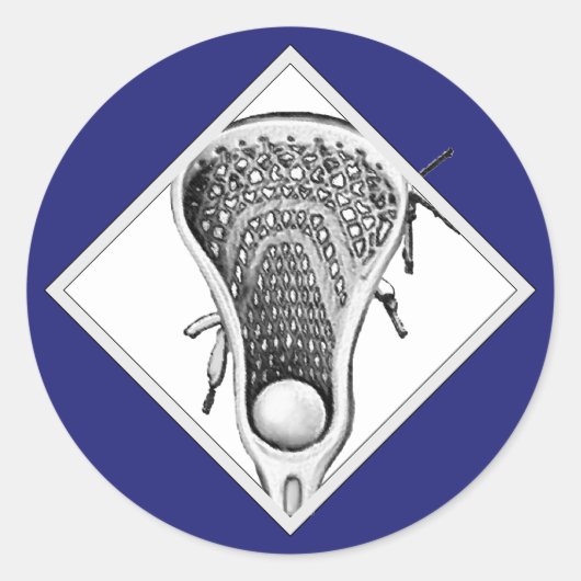 Lacrosse Sports Blue Classic Round Sticker (Voorkant)