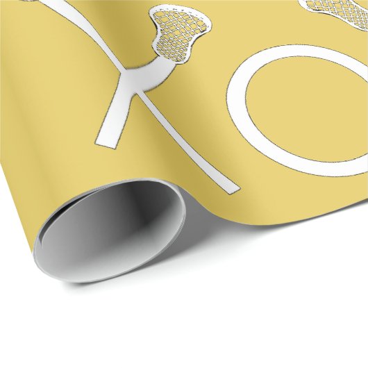 Lacrosse Sports Gold Wrapping Paper Cadeaupapier (Rol Hoek)
