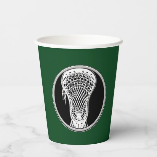 Lacrosse Sports Green Papieren Bekers (Achterkant)