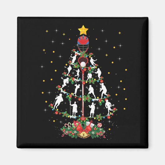 Lacrosse Sports Lover Xmas Santa Hat Lacrosse Chri Magneet (Voorkant)