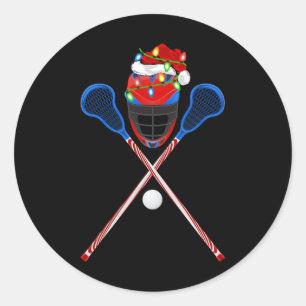 Lacrosse Sports Lover Xmas Santa Hat Lacrosse Chri Ronde Sticker
