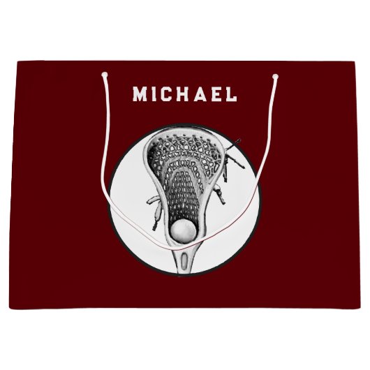 Lacrosse Sports Maroon Grote Geschenktas Groot Cadeauzakje (Voorkant)