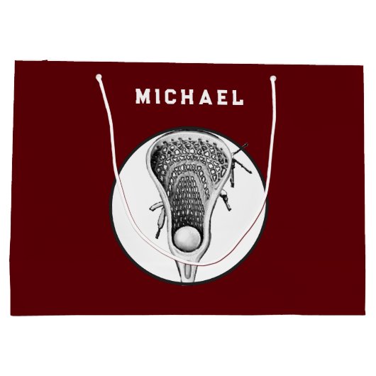 Lacrosse Sports Maroon Grote Geschenktas Groot Cadeauzakje (Achterkant)