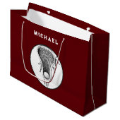 Lacrosse Sports Maroon Grote Geschenktas Groot Cadeauzakje (Voorkant Gekanteld)