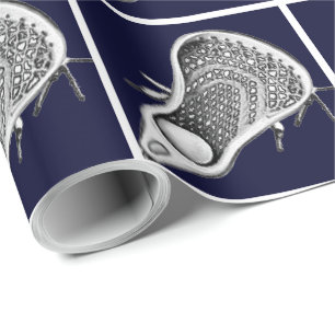 Lacrosse Sports Navy Blue Wrapping Paper Cadeaupapier
