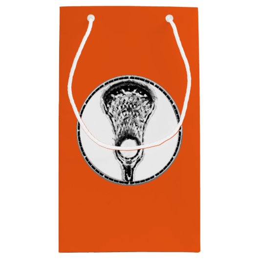 Lacrosse Sports Oranje Small Gift Bag Klein Cadeauzakje (Achterkant)