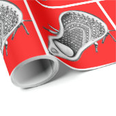 Lacrosse Sports Red Wrapping Paper Cadeaupapier (Rol Hoek)