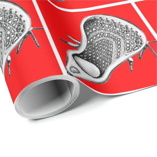 Lacrosse Sports Red Wrapping Paper Cadeaupapier (Rol Hoek)