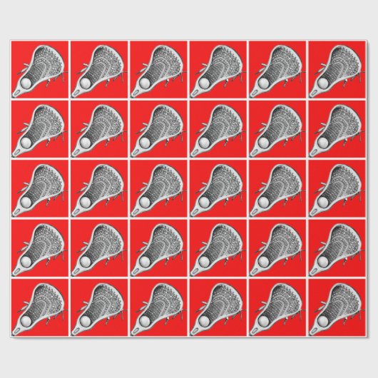 Lacrosse Sports Red Wrapping Paper Cadeaupapier (Vlak)