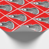 Lacrosse Sports Red Wrapping Paper Cadeaupapier (Hoek)