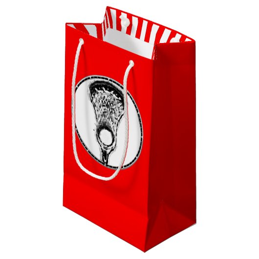 Lacrosse Sports Small Gift Bag Klein Cadeauzakje (Voorkant Gekanteld)