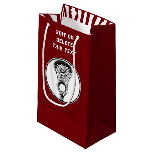Lacrosse Sports Small Gift Bag Klein Cadeauzakje (Voorkant Gekanteld)