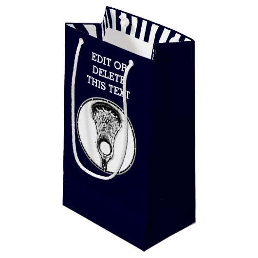 Lacrosse Sports Small Gift Bag Klein Cadeauzakje (Voorkant Gekanteld)