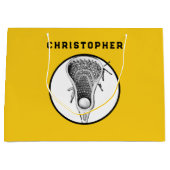 Lacrosse Sports Yellow Gift Bag Groot Cadeauzakje (Voorkant)