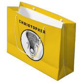 Lacrosse Sports Yellow Gift Bag Groot Cadeauzakje (Voorkant Gekanteld)