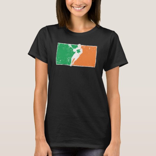 Lacrosse St Patrick's Day Irish Flag C Distressed T-shirt (Voorkant)