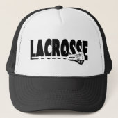 Lacrosse Stick Black en White Trucker Pet (Voorkant)