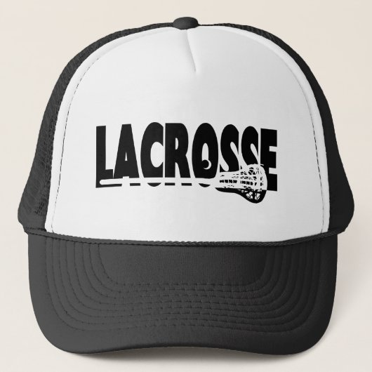 Lacrosse Stick Black en White Trucker Pet (Voorkant)