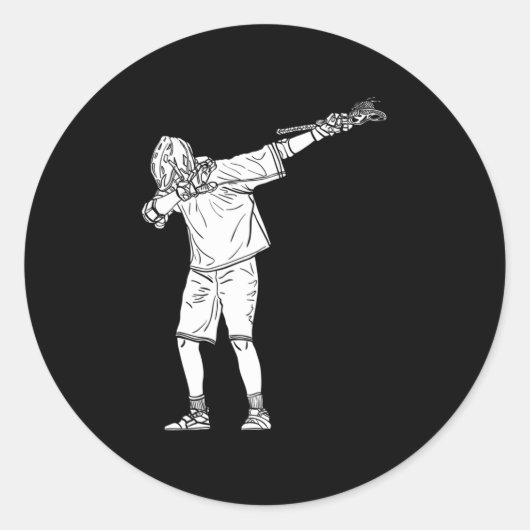 Lacrosse Stick Boy Dabbing Youth Dab Dance Ronde Sticker (Voorkant)