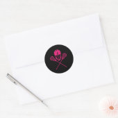 Lacrosse Stick Breast Cancer Bewustheid Koel Roze Ronde Sticker (Envelop)