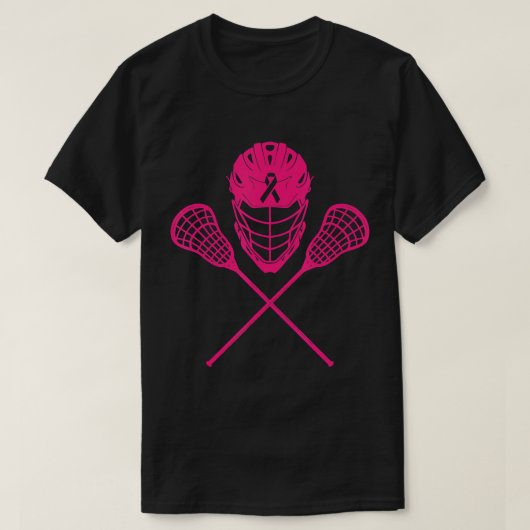 Lacrosse Stick Breast Cancer Bewustheid Koel Roze T-shirt (Design voorkant)