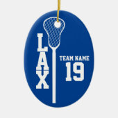 Lacrosse Stick met fotokleurbewerkbaar Keramisch Ornament (Voorkant)