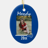 Lacrosse Stick met fotokleurbewerkbaar Keramisch Ornament (Achterkant)