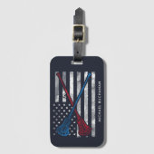 Lacrosse Stick Motif  USA Flag gepersonaliseerd Bagagelabel (Voorkant (verticaal))