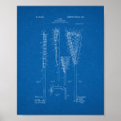 Lacrosse-stick Patent - Blauwdruk Poster (Voorkant)
