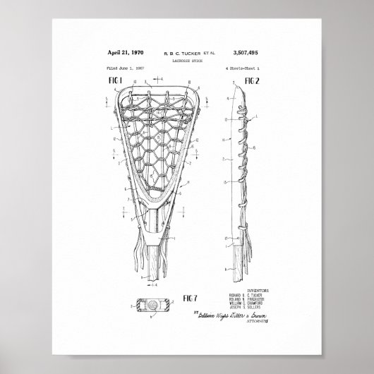 Lacrosse Stick Patent Poster (Voorkant)