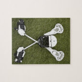 Lacrosse sticks, handschoenen, ballen en sporthelm legpuzzel (Horizontaal)