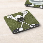 Lacrosse sticks, handschoenen, ballen en sporthelm onderzetter (Linkerzijde)