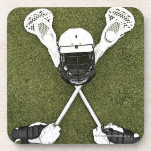 Lacrosse sticks, handschoenen, ballen en sporthelm onderzetter