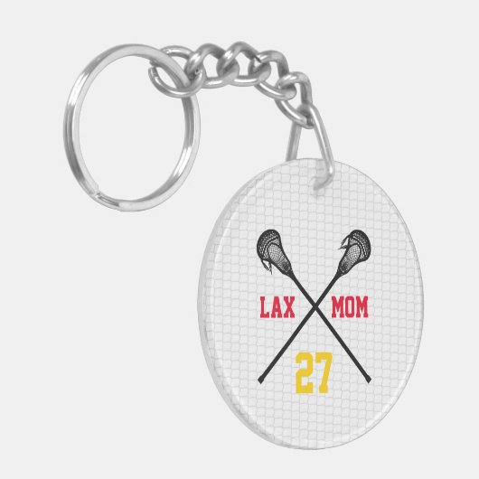 Lacrosse Sticks Lax Moeder Speler Nummer Net Fan C Sleutelhanger (Voorkant Links)