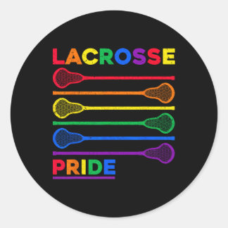 Lacrosse Sticks LGBTQ Regenboog Kleur Gay Pride Mo Ronde Sticker