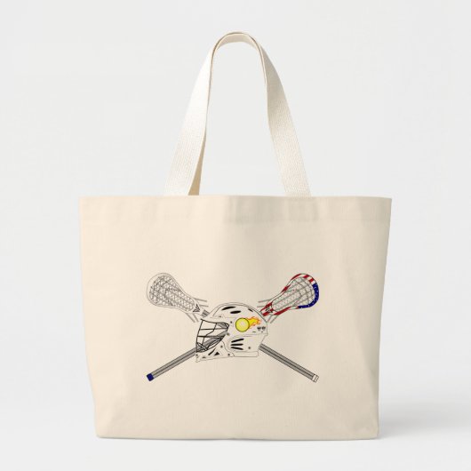 Lacrosse sticks met helm grote tote bag (Voorkant)