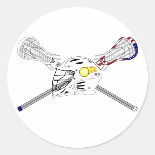Lacrosse sticks met helm ronde sticker (Voorkant)