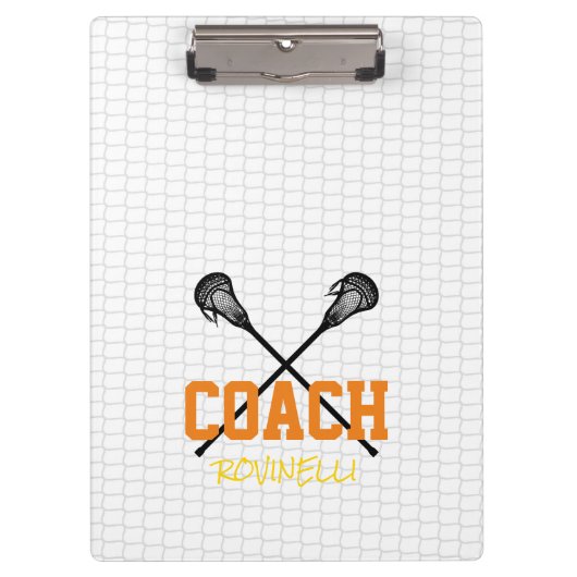 Lacrosse Sticks Net Coach Naam Team Kleuren Sport Klembord (Voorkant)