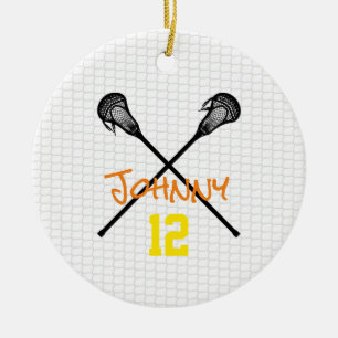 Lacrosse Sticks Net Naam Nummer Sport jongens Keramisch Ornament