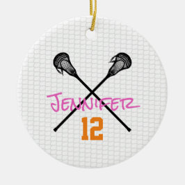 Lacrosse Sticks Net Naam Nummer Sport Meisjes Keramisch Ornament