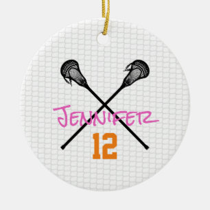 Lacrosse Sticks Net Name Number Sports Girls Keramisch Ornament