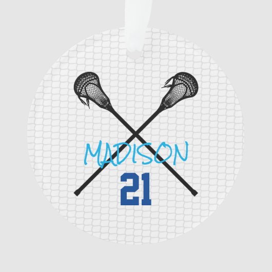Lacrosse Sticks Net Player Name Number Foto Ornament (voorkant)