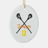 Lacrosse Sticks Netnaam Aantal Sportjongens Keramisch Ornament (Rechts)
