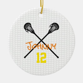Lacrosse Sticks Netnaam Aantal Sportjongens Keramisch Ornament