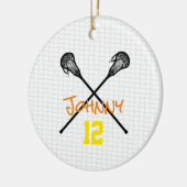 Lacrosse Sticks Netnaam Aantal Sportjongens Keramisch Ornament (Links)