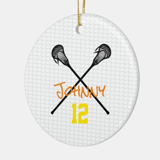 Lacrosse Sticks Netnaam Aantal Sportjongens Keramisch Ornament (Links)