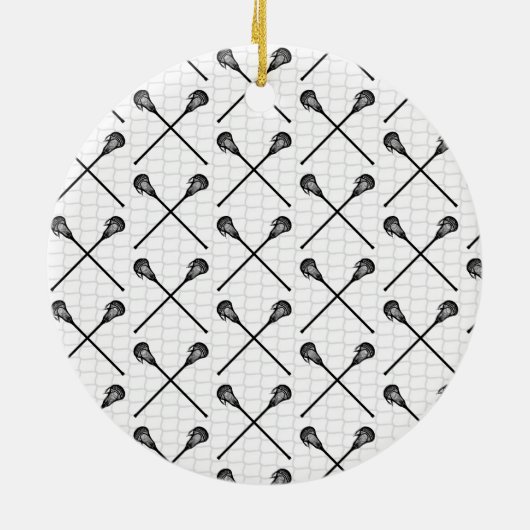 Lacrosse Sticks Netnaam Aantal Sportjongens Keramisch Ornament (Achterkant)