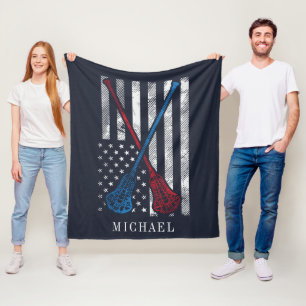 Lacrosse Sticks Patriot Flag gepersonaliseerd Fleece Deken