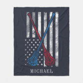 Lacrosse Sticks Patriot Flag gepersonaliseerd Fleece Deken (Voorkant)